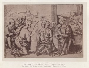 Narození Ježíše Krista, podle Raphaela, Faksimile originální kresby patřící Oxfordské univerzitě (chromolitho) od French School