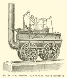 La Premiere Locomotive de George Stephenson (rytina) od French School