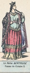 Queen Bertrude, Wife of Clotaire II (barevná rytina) od French School