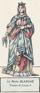 Bílá královna, manželka Ludvíka V. (barevná rytina) od French School