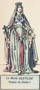 Královna Clotilde, manželka Clovise I. (barevná rytina) od French School