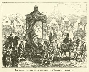 Královna Alžběta jít do kostela svatého Pavla (rytina) od French School