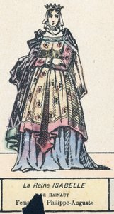 Královna Isabelle Hainaut, manželka Philippe-Auguste (barevná rytina) od French School