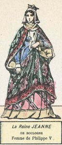 Královna Johanka z Boulogne, manželka Filipa V. (barevná rytina) od French School