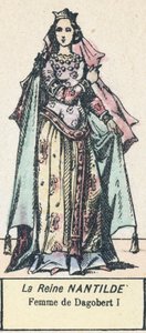 Královna Nantilda, manželka Dagoberta I. (barevná rytina) od French School