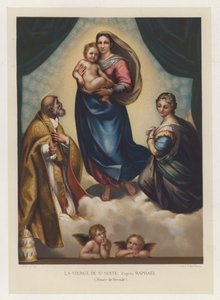 Panna svatého Sixta, po Raphaelovi, Muzeum Drážďan (chromolitho) od French School