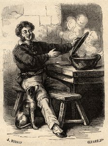 Bouillabaisse námořníka z Marseillais v 19. století - - rytina „“ PATRIE“ - PACUREQUIRESSE POPIS FRANCIE V 6 SVAZTECH LUCIEN HUARD - konec 19. století od French School