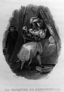 La marquise de pretintaille Chanson de Beranger v „“Oeuvres Completes““ (1834) od Pierra Jeana de Berangera (1780-1857), francouzského básníka a skladatele. od French School