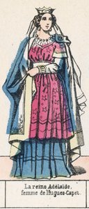 Queen Adelaide, manželka Hugues-Capet (barevná rytina) od French School