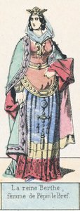 Královna Bertha, manželka Pepina le Brefa (barevná rytina) od French School