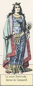 Královna Bertruda, manželka Clotaire 2 (barevná rytina) od French School