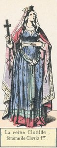 Královna Clotilde, manželka Clovise I. (barevná rytina) od French School