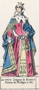 Královna Johanka Navarrská, manželka Filipa Sličného (barevná rytina) od French School
