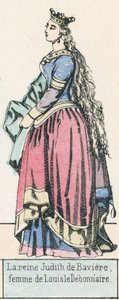 Královna Judita Bavorská, manželka Louise le Debonnaire (barevná rytina) od French School