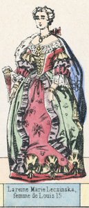 Královna Marie Leczinská, manželka Ludvíka 15 (barevná rytina) od French School