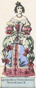 Rakouská královna Marie Terezie, manželka Ludvíka 14 (barevná rytina) od French School