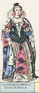 Královna Marie de Medici, manželka Jindřicha 4 (barevná rytina) od French School