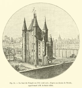 Věž chrámu v roce 1793, východní strana; z kresby Nicolle; patřící M de Saint-Albin od French School