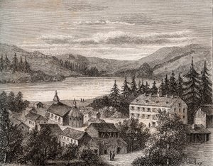 Lac de Gerardmer - Alsace Champagne Ardenne Lorraine - rytina v „La France illustree: geografie, historie, statistická správa“ od V.A. Sladově hnědá. 1884 od French School