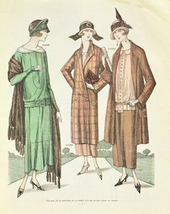 Dámská móda, ilustrace z La Veritable Mode Francaise de Paris, 1924 od French School
