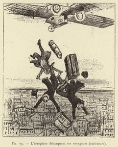 Letadlo vyloďující své cestující (karikatura) (rytina) od French School