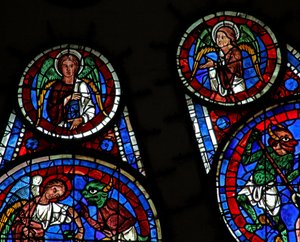 Poslední soud: Anděl svatého Matěje a další anděl nad ďábly, kteří si nárokují duše (w143) od French School