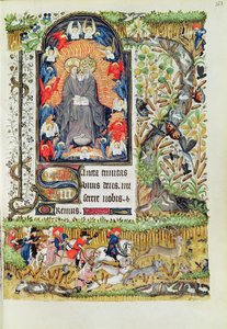Lat 1156 B f.163 Listopad; lov jelenů, z Hodin Markéty Orleánské, 1426-38 od French School