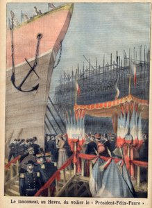 Spuštění plachetnice „President Felix-Faure“ v Le Havre. ""Le petit Journal"" od French School