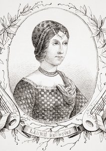 Laura de Noves, ze Starověké a moderní univerzální historie, vydané ve Štrasburku kolem roku 1860 (rytina) od French School