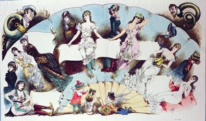 Ilustrace rozvržení pro článek o dámském spodním prádle z La Vie Parisienne, kolem roku 1870 od French School