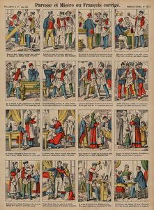 Lenost a bída, aneb Francoisova korekce (barevná rytina) od French School