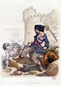 Le Chevalier de Grammont 1686 v „Historie pirátů a korzárů oceánu a Středozemního moře“ od P. Christiana, Paris, D. Cavaillés ed. Svazek 2 1847 od French School