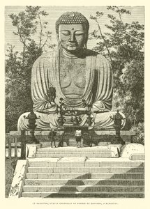 Daibutsu, kolosální bronzová socha Buddhy v Kamakuře (rytina) od French School