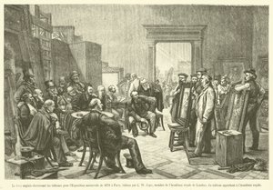 Anglická porota vybírá obrazy pro Světovou výstavu v roce 1878 v Paříži (rytina) od French School