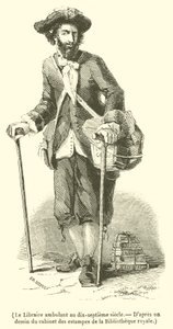 Potulný knihkupec v sedmnáctém století (rytina) od French School