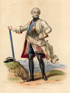 Le Marechal de Saxe (barevná rytina) od French School