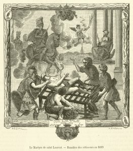 Umučení svatého Vavřince, Banniere des rotisseurs v roce 1699 (rytina) od French School