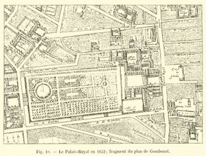 Palais-Royal v roce 1652; fragment plánu Gomboust od French School