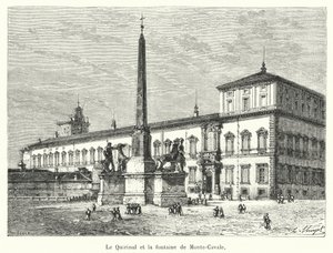 Quirinal a fontána Monte-Cavale (rytina) od French School