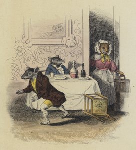 The Rat De Ville And The Rat Des Champs (barevná rytina) od French School