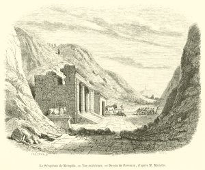 Serapeum of Memphis, vnější pohled (rytina) od French School