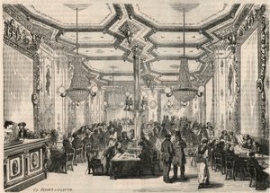 Kavárna Pierron v Paříži v 19. století – rytina v „Tableau-de-Paris“ od Edmonda Texiera 1852 od French School