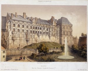 Zámek Blois - litografie od French School
