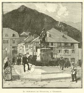 Památník Saussure, v Chamonix (rytina) od French School