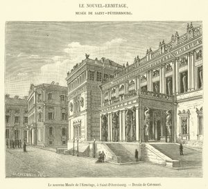 Nové muzeum Ermitáž, v Saint-Petersburg (rytina) od French School