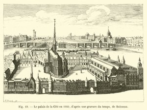 Palác města v roce 1660, z dobové rytiny od Boisseaua od French School
