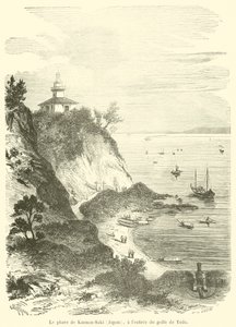Maják Kannon-Saki (Japonsko), u vchodu do zálivu Yedo (rytina) od French School