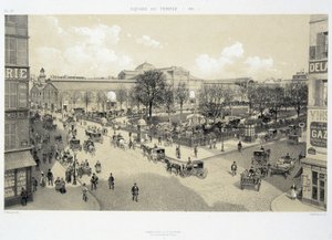 Le square du temple en 1881 – v „Paříži v průběhu věků: le temple et la rue Royale“, konec 19. století od French School