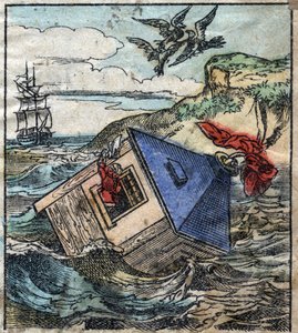 Lemuel Gulliver je ve svém domě v zemi obrů Brobdingnag. Ilustrace pro „“ Gulliver