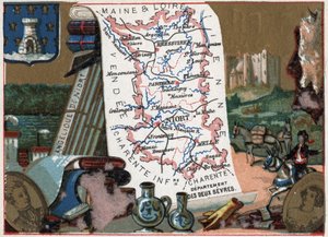Les Deux Sevres (Deux-Sevres, 79), Poitou Charente (Poitou-Charente), Francie. Niort je andělský. Seriál o francouzských departementech. Chromolitografie (Chromo) „“zeměpisné vlákno“, kolem roku 1920. Soukromá sbírka. od French School